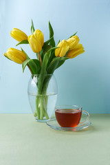 cup of tea and flowers