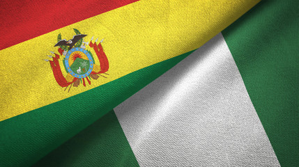 Bolivia and Nigeria two flags textile cloth, fabric texture