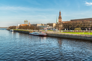 View of Old Town Riga from Daugava river side, Latvia