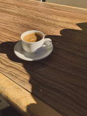 small espresso cup coffee wood table