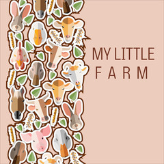 Vector illustration image of the head of the animal in the style of flat art. Logo for farm or shop. Can be used for business cards or postcards.
