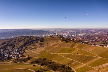 Aerial view towards Stuttgart East on a warm, sunny day