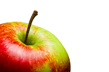 Green and red apple isolated on white. Healthy fruit diet empty copy space background.