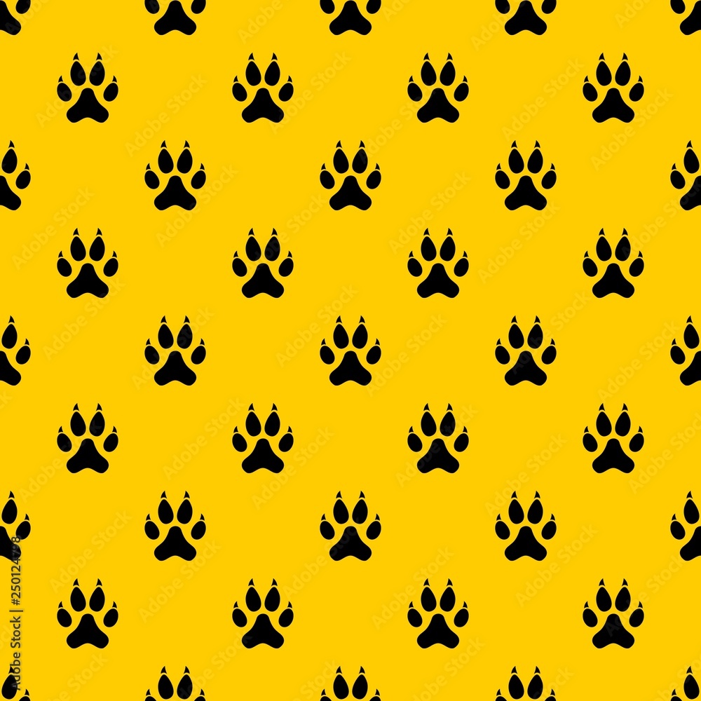 Wall mural Cat paw pattern seamless vector repeat geometric yellow for any design - Wall murals