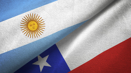 Argentina and Chile two flags textile cloth, fabric texture