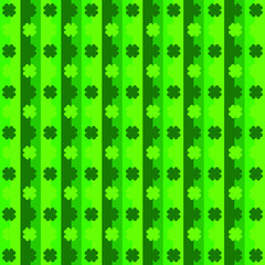 Green seamless pattern with clovers, shamrock leaves for St. Patrick's Day. Holiday wallpaper with symbols