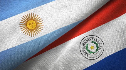 Argentina and Paraguay two flags textile cloth, fabric texture