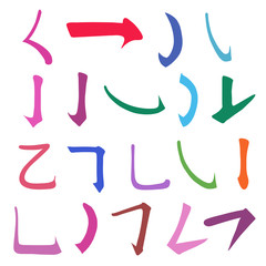 Main Chinese hieroglyphs calligraphy graphic symbol colored element set (the HOOK)