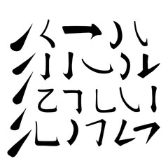 Main Chinese hieroglyphs calligraphy graphic symbol colored element frame set (UPPING LINE and HOOK)