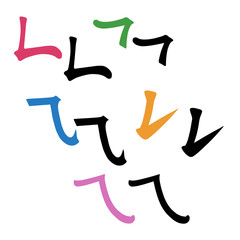 Main Chinese hieroglyphs calligraphy graphic symbol colored element set (the FOLD)