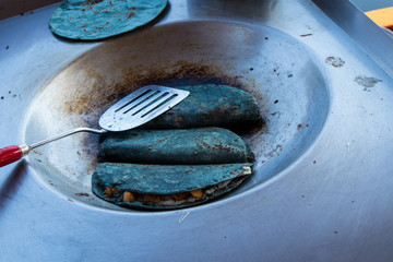 Blue Corn Quesadillas Prepared on Boat at Xochimilco, Mexico City