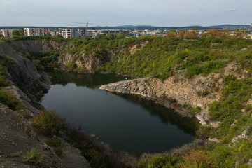Fototapeta na wymiar Rock reserve Slichowice on the site of a former quarry in Kielce, Swietokrzyskie, Poland