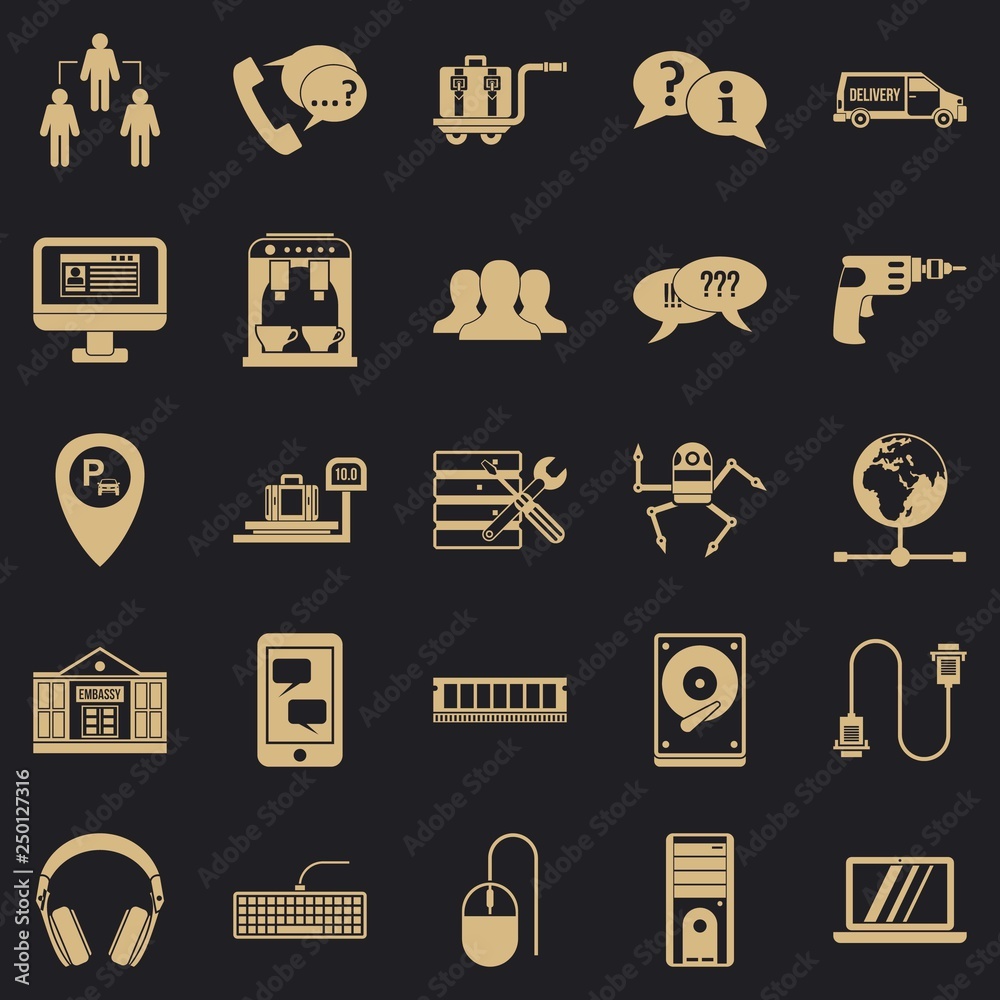 Poster headset icons set. simple set of 25 headset vector icons for web for any design