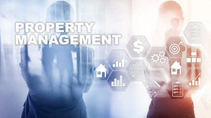 Property management. Business, Technology, Internet and network concept. Abstract Blurred Background.