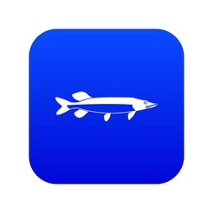 Fish icon digital blue for any design isolated on white vector illustration
