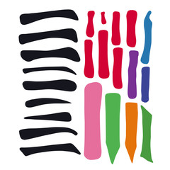 Main Chinese hieroglyphs calligraphy graphic symbol colored element set (the HORIZONTAL and VERTICAL LINE)