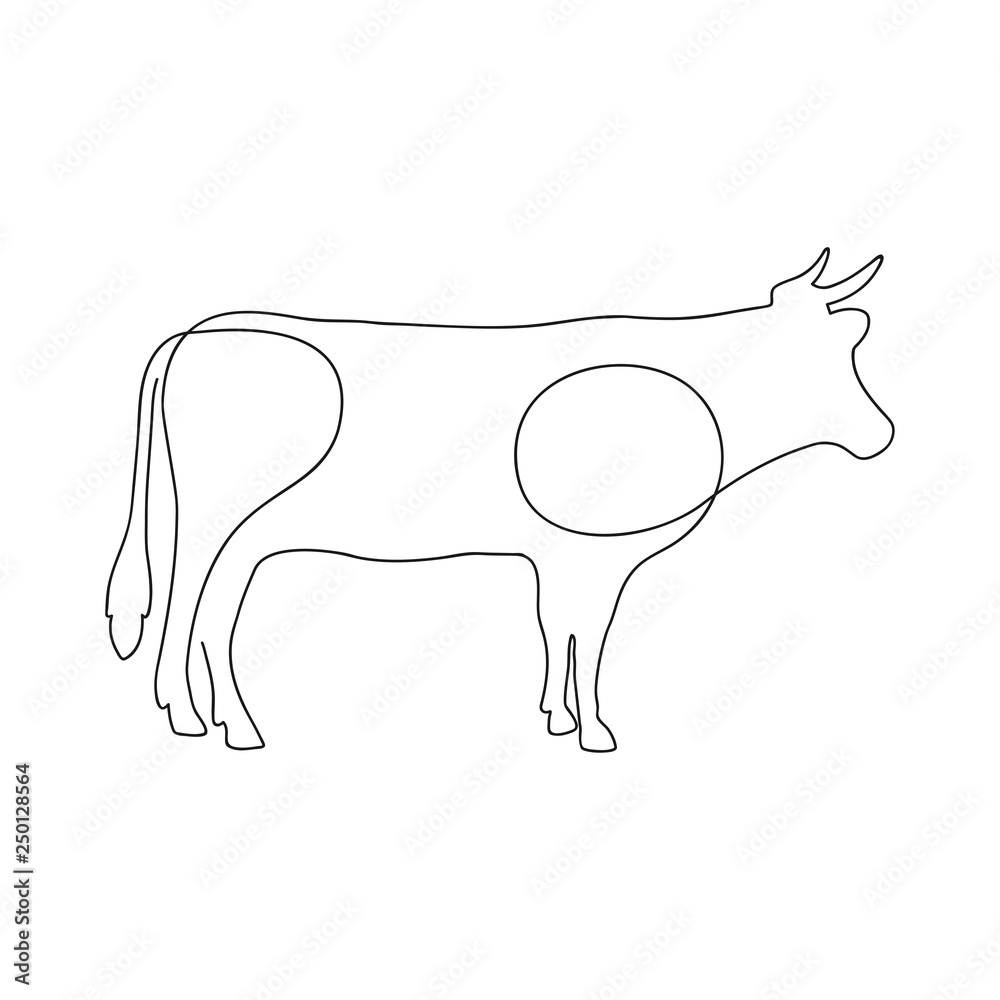 Poster cow one continuous line drawing. vector illustration.