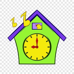 Cuckoo clock icon in cartoon style on a background for any web design 