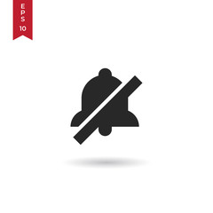 Mute Bell icon vector, Mute Alarm sign