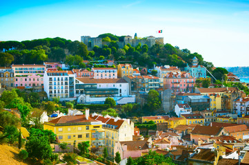 Fototapeta premium Lisbon Castle Skyline Portugal daytime