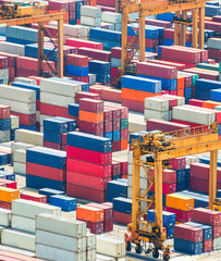 Colorful freight containers in port