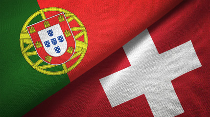 Portugal and Switzerland two flags textile cloth, fabric texture