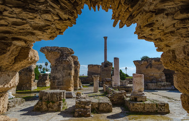 Archaeological Site of Carthage - The Baths of Antoninus or Baths of Carthage in Tunis - obrazy, fototapety, plakaty