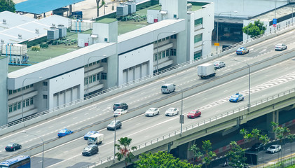 Traffic urban highway panorama, Singapore