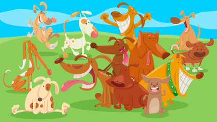 Obraz na płótnie Canvas dogs or puppies cartoon characters group