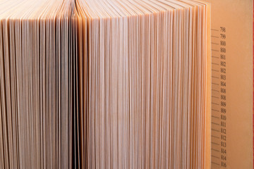 Reading and education concept. Sheets of book full of mysteries, stories and plots