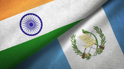 India and Guatemala two flags textile cloth, fabric texture