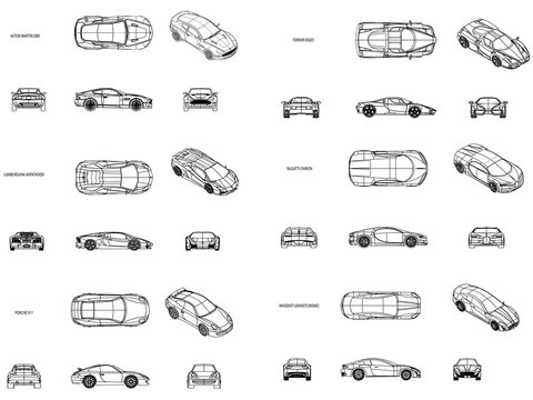 Supercars - line drawing set