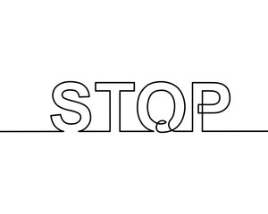 Continuous one line drawing. Stop sign text. Black and white vector illustration. - Vector
