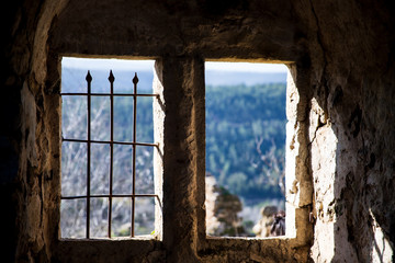 Fototapeta na wymiar old window in stone wall