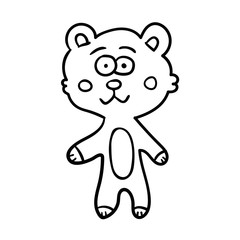 Cute doodle teddy bear isolated on white background. Vector illustration.   