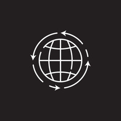 Globe in arrows vector line icon. Simple element illustration. Globe in arrows vector line symbol design from Ecology collection set. Can be used in web and mobile