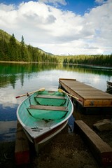 Row Boat on Beautiful Lake in Alberta, Canada
