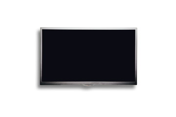 Isolated on a white background gray TV with a blank screen. Content completion concept, TV with empty screen ready to enter content.