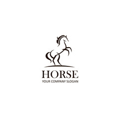 abstract gold emblem of horse on white background