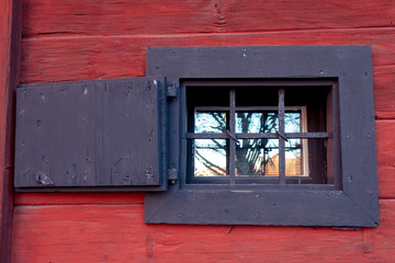 Open Exterior window shutters