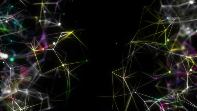 Blurred multi-colored structure.A complex wall of lights that moves like a electrical impulse. Technology and science fiction. Electronic music, video mapping and facade projections, you tube and