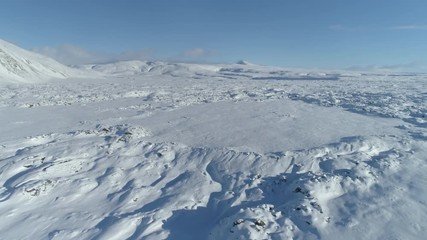 Snow covered volcanic crater revealing shot Iceland winter aerial.mov