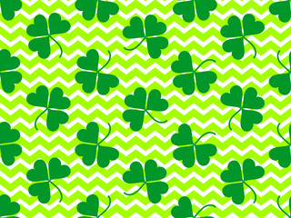 Seamless pattern with clover leaves. St. Patrick's Day background with shamrock. Vector illustration