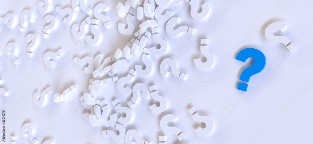 Poster colored question marks background concept. 3d rendering.