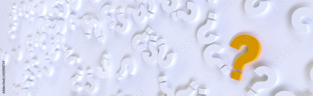 Poster colored question marks background concept. 3D Rendering.