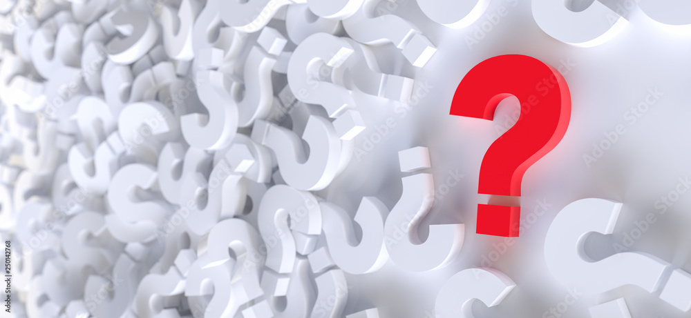 Poster colored question marks background concept. 3D Rendering.