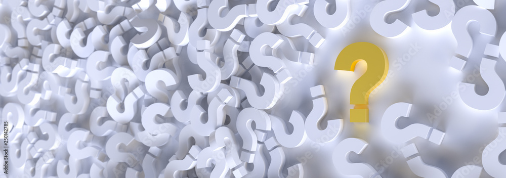 Poster colored question marks background concept. 3d rendering.