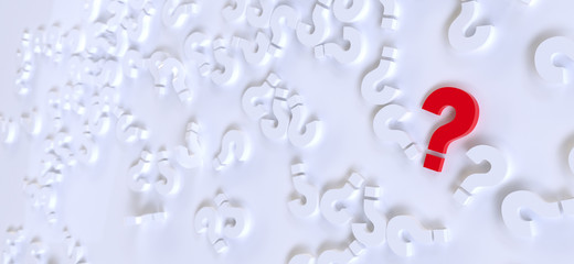 colored question marks background concept. 3D Rendering.