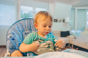 Cute baby eating meal