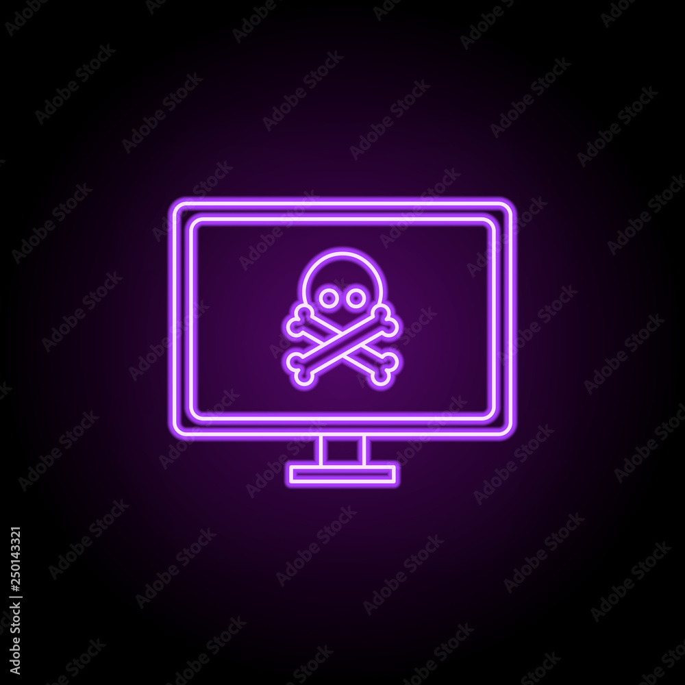 Fototapete computer in danger outline icon. elements of security in neon style icons. simple icon for websites,